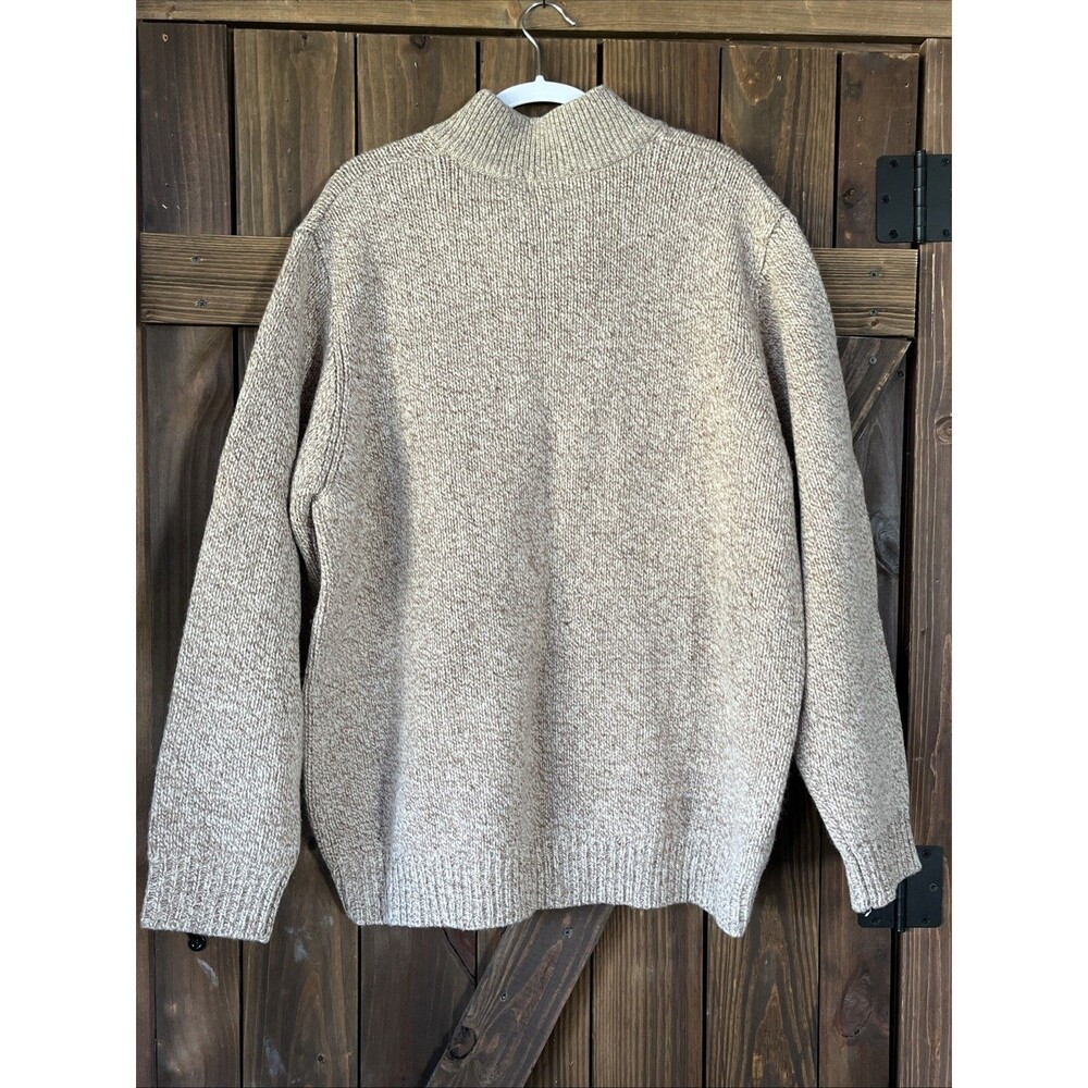 LL Bean 100% Lambs Wool Sweater Mens XXL 2XL Henley Beige Winter Ski - Picture 6 of 8